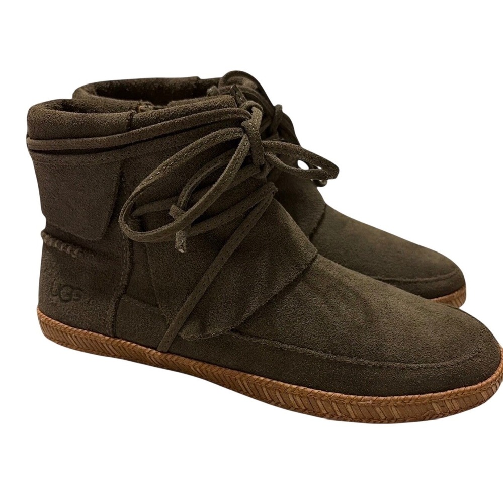 NIB! UGG Australia Suede Moccasin Ankle Boots Slate Grey Gray 1019131 Sz 7